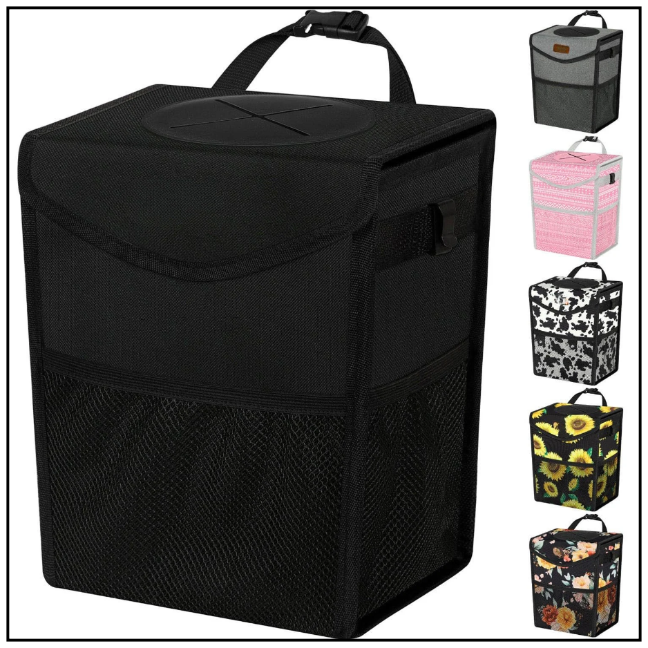Main product image of Car Trash Can With Lid, Leakproof Vehicle Garbage Bin And Waste Bag Holder For Car Interior