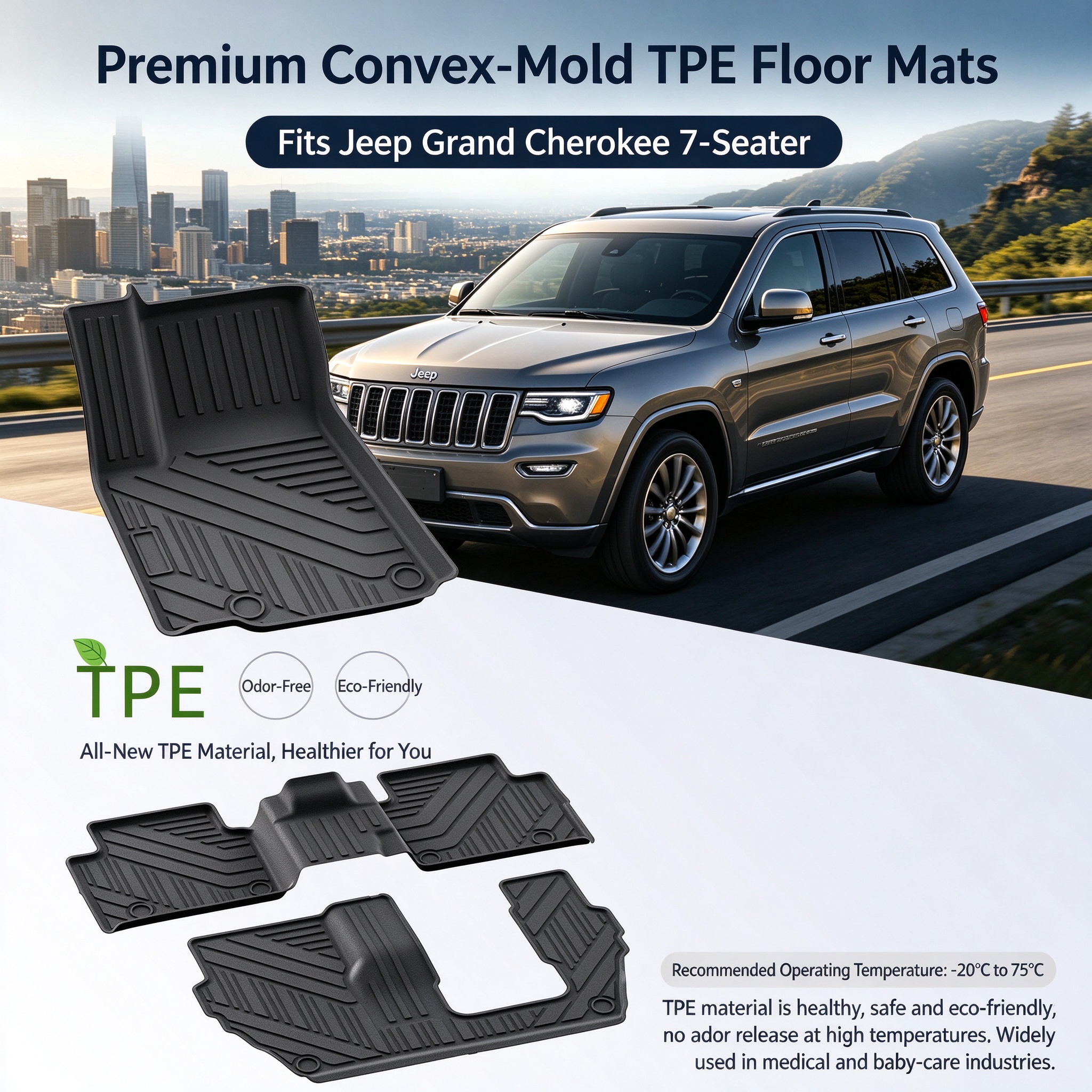 Main product image of TPE Floor Mats, Custom Fit, Grand Cherokee L 2021-2026