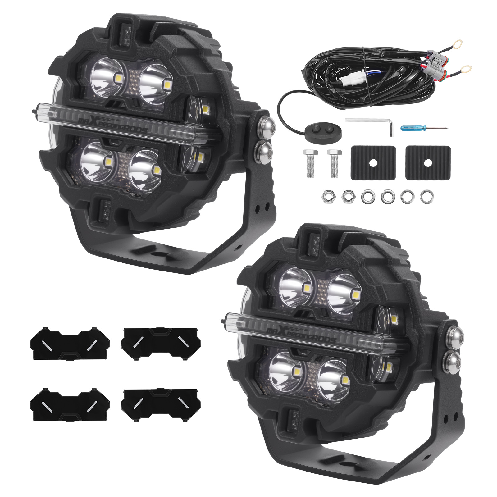 Main product image of 3.5" LED Work Lights RGB+DRL Spot Beam & Side Shooter Offroad Driving Fog Lamp