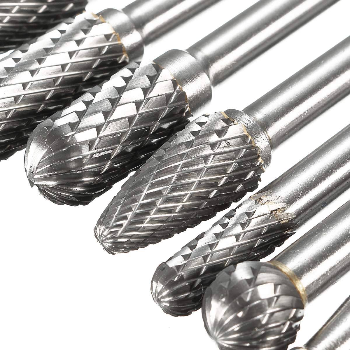 8-Piece Set Of Double-Groove Rotary File With Double-Grain Cemented Carbide