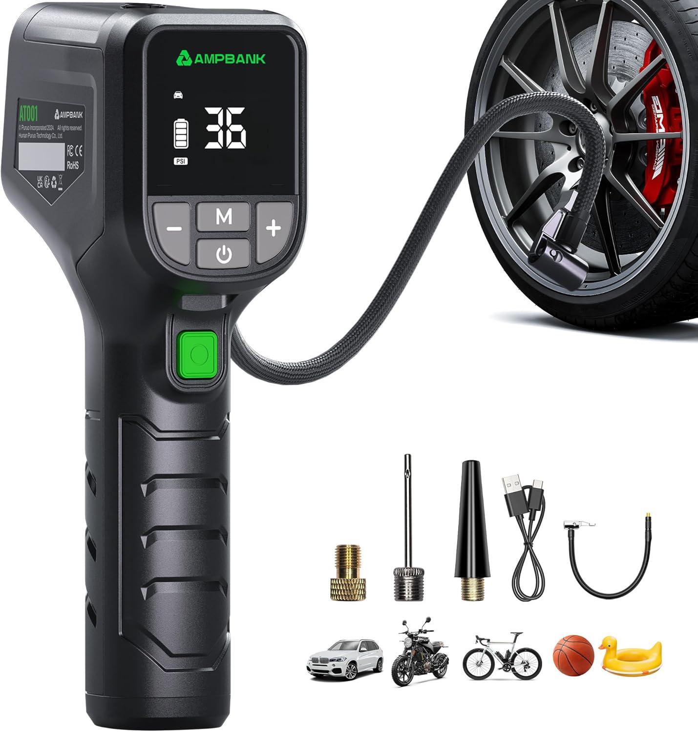 Main product image of AMPBANK AT001 Portable Tire Inflator, 150 PSI, Pressure Gauge, LED