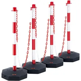 Product image of VEVOR Adjustable Traffic Delineator Posts, 4 Pack, Fillable Base, 8FT Chain, Red/White