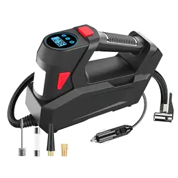 Portable Tire Inflator 120 PSI Maximum 90W Powered Tire Pump With Digital Display LED Light Inflatable Nozzle Needle Fuse Air Compressor For Bikes Motorbikes Car Balls