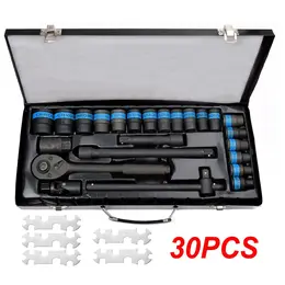 Heavy Duty 1&2 Ratchet Wrench Socket Set 8-32mm Metric Extension Bar Metal Case