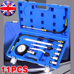 11PCS Petrol Engine Compression Tester Kit Fuel Cylinder Pressure Gauge Tool Set