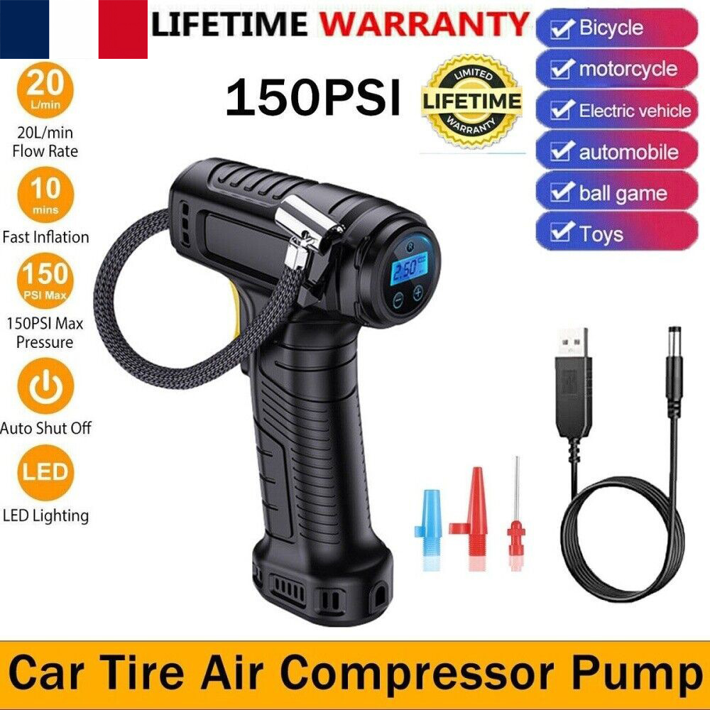 Wireless, Digital, USB Rechargeable Car Tire Inflator, Tire Air Compressor