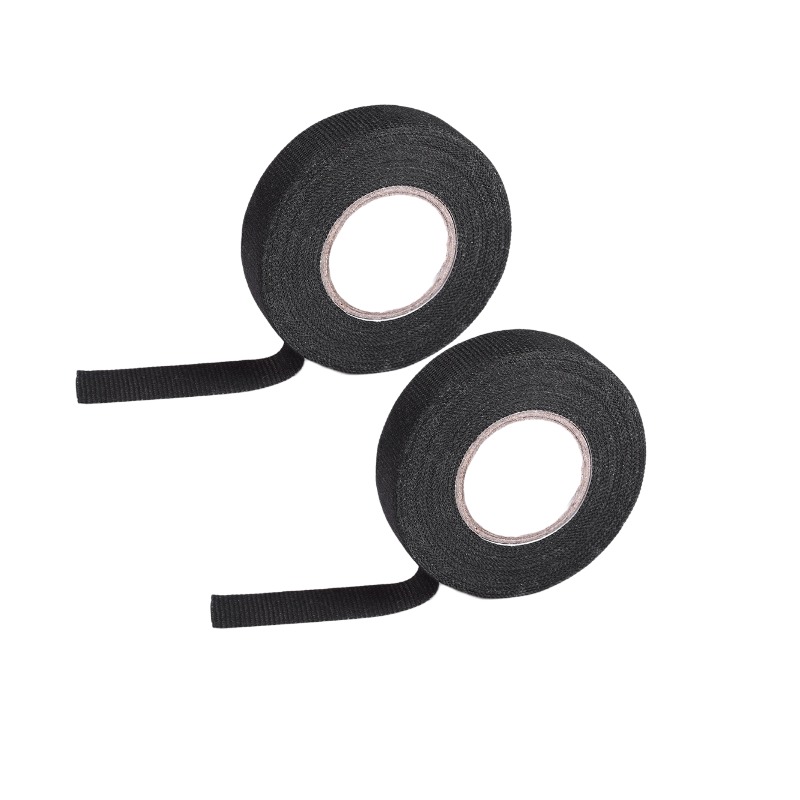 2pc Automotive Wiring Harness Tape, 15mm X 15m Black Cloth Tape For Noise Damping Heat Insulation Electrical Insulation Flame Retardant, Wire Loom Anti-rattle Tape