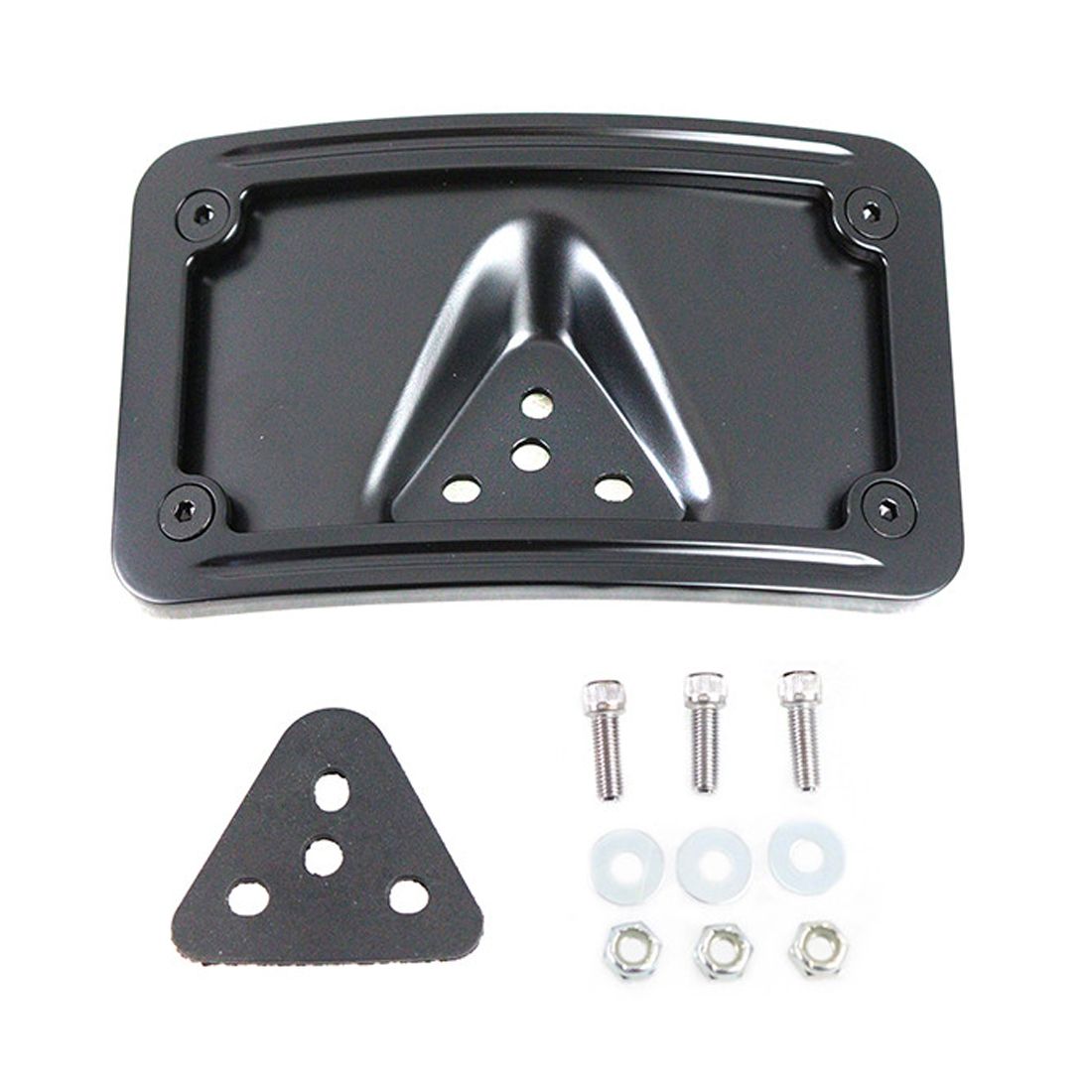 License Plate Bracket Curved Laydown Style Black Fits