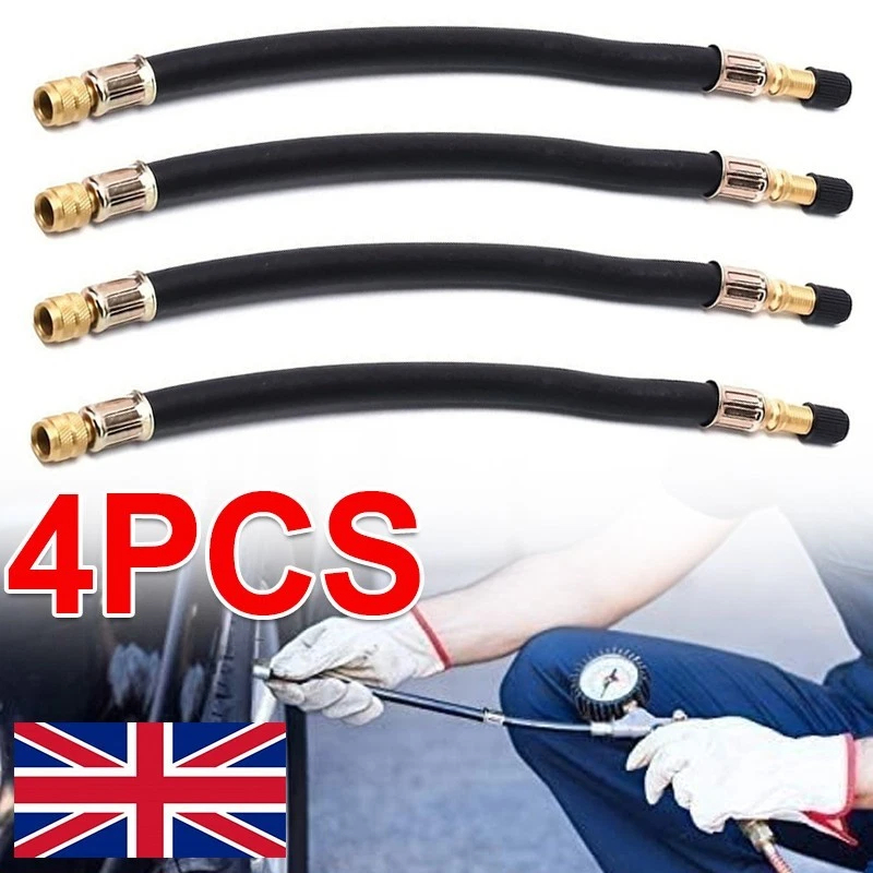 4 Pack Flexible Rubber Valve Extension 210mm For Car Motorbike Truck Caravan