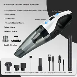 High Power Cordless Car Vacuum Cleaner, Handheld Portable Wet & Dry Vacuum With Lighting, Strong Suction Dual System Auto Vacuum