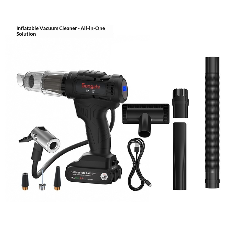 Mini Cordless Handheld Car Vacuum Inflator Combo With LED Light, Powerful Suction