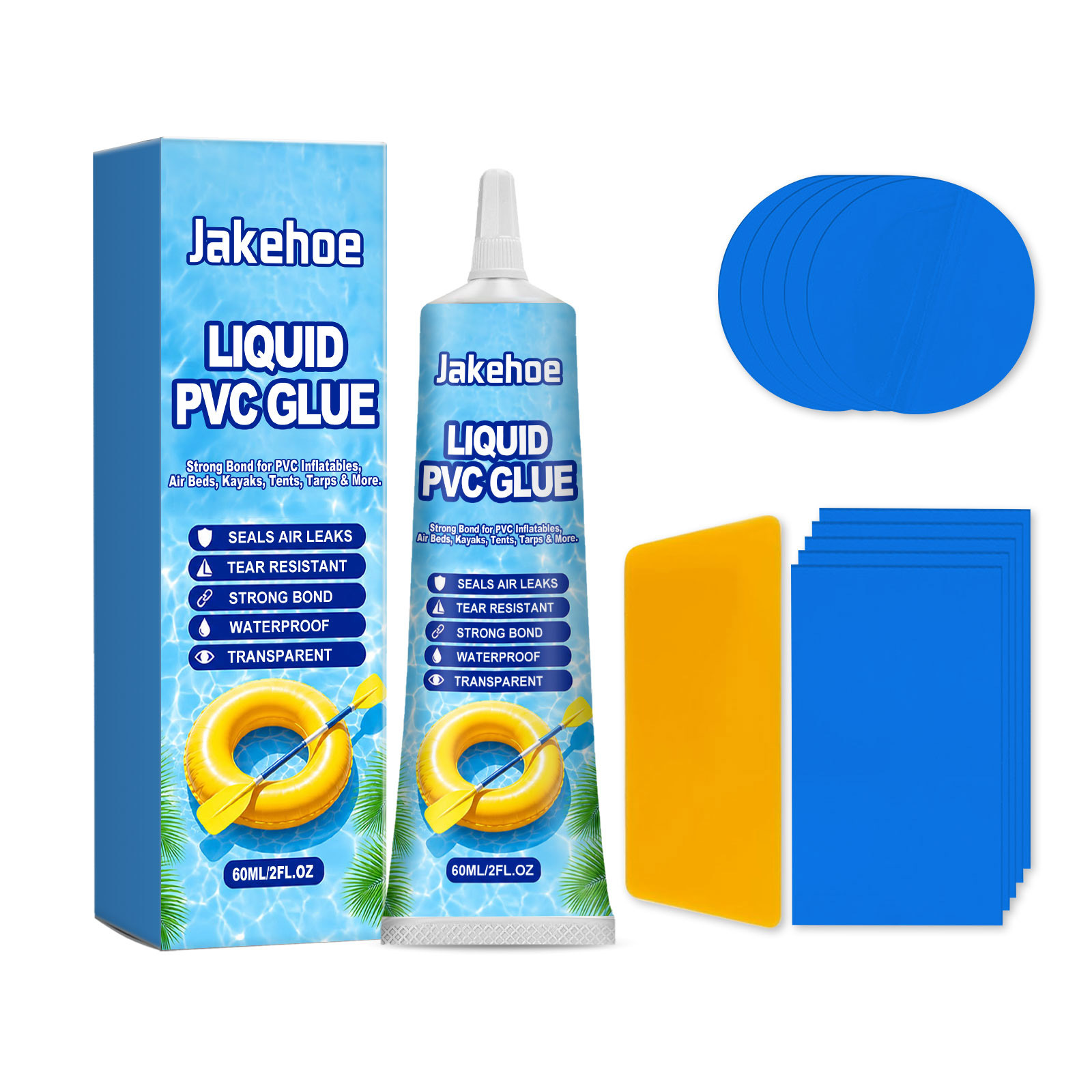 JAKEHOE Inflatable Mattress Repair Kit, Swimming Ring, Air Cushion, Camping Inflatable Mattress Leak Repair Tool Kit
