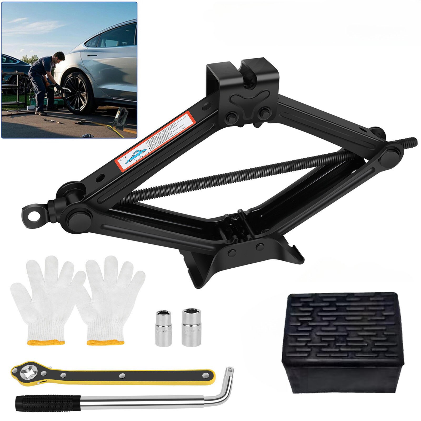Scissor Jack Set 3 Ton Car Auto Jack Kit With Hand Crank Wrench Lug Wrench UK