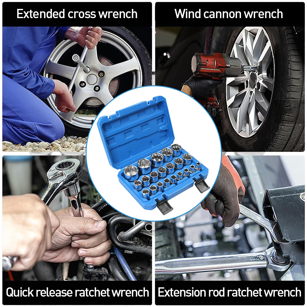 Main product image of 21-Piece 12-Point Spline Socket Wrench Set, 8-36mm