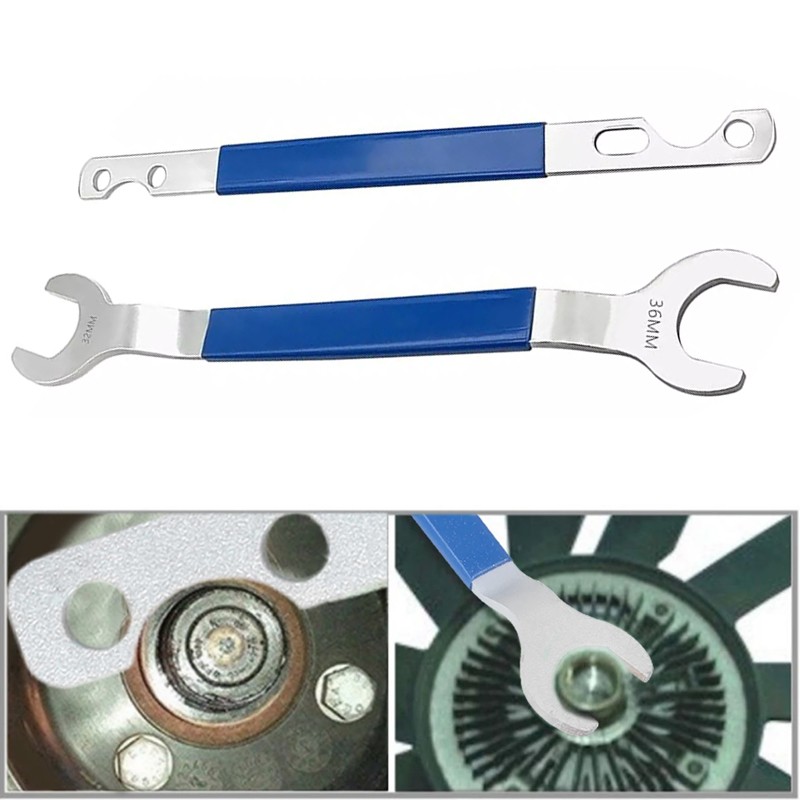 Main product image of Fan Clutch Nut Wrench & Holder Set, 32mm & 36mm, for BMW, Ford, GM