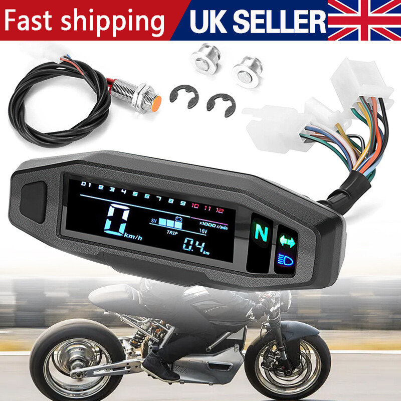 Main product image of Motorcycle LCD Digital Speedometer Odometer Tachometer Gauge with Sensor