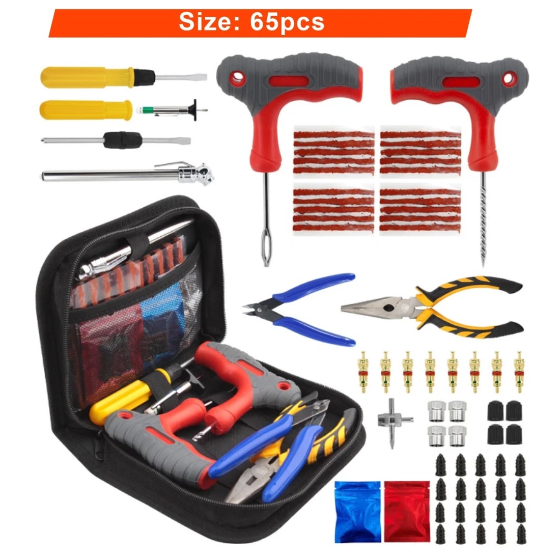 Main product image of 65-Piece Tire Repair Kit for Automotive and Motorcycle Tires