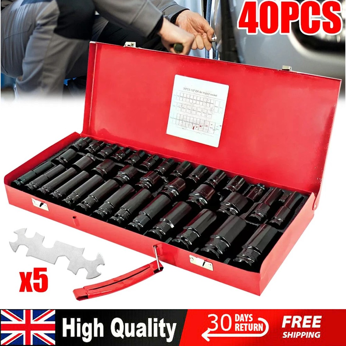 Main product image of 40 Piece Deep Impact Socket Set, 8-32mm Metric