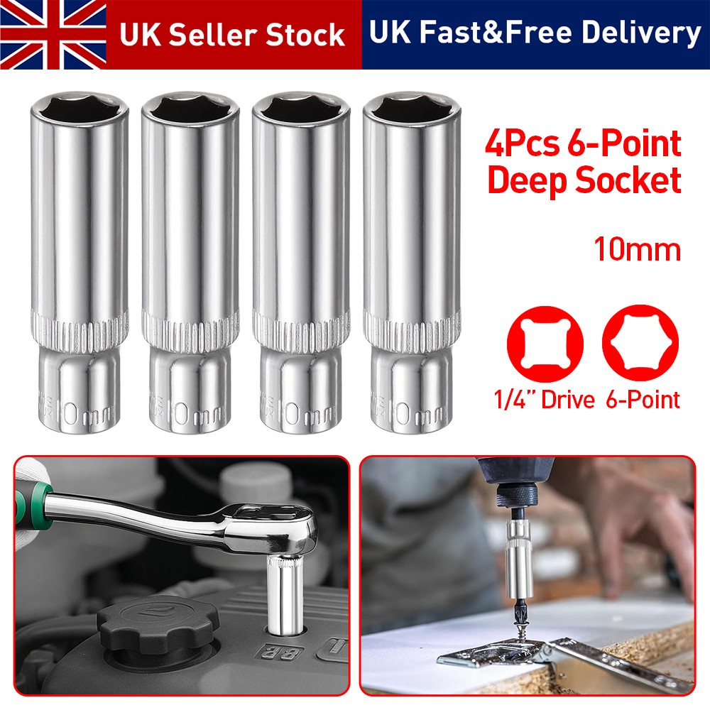 Main product image of 4-Piece Chrome Plated Metric Deep Socket Set with Storage Rack