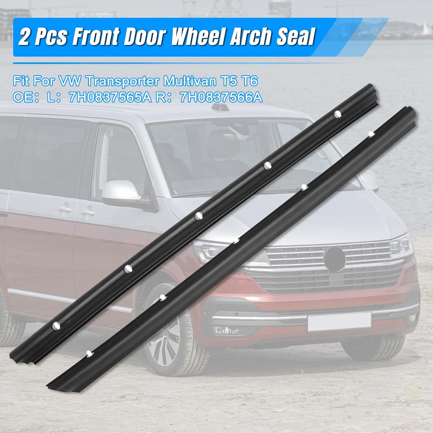 Main product image of EPDM Front Door Wheel Arch Weatherstrip Seals, OE 7H0837565A/7H0837566A, 2-Pc Set