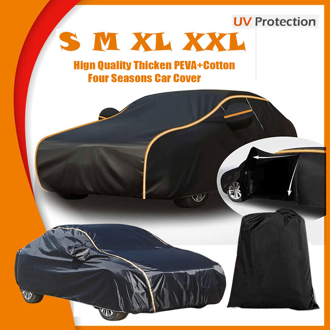 Main product image of Universal 6-Layer Waterproof Car Cover, Cotton, All-Weather Protection, S M XL XXL