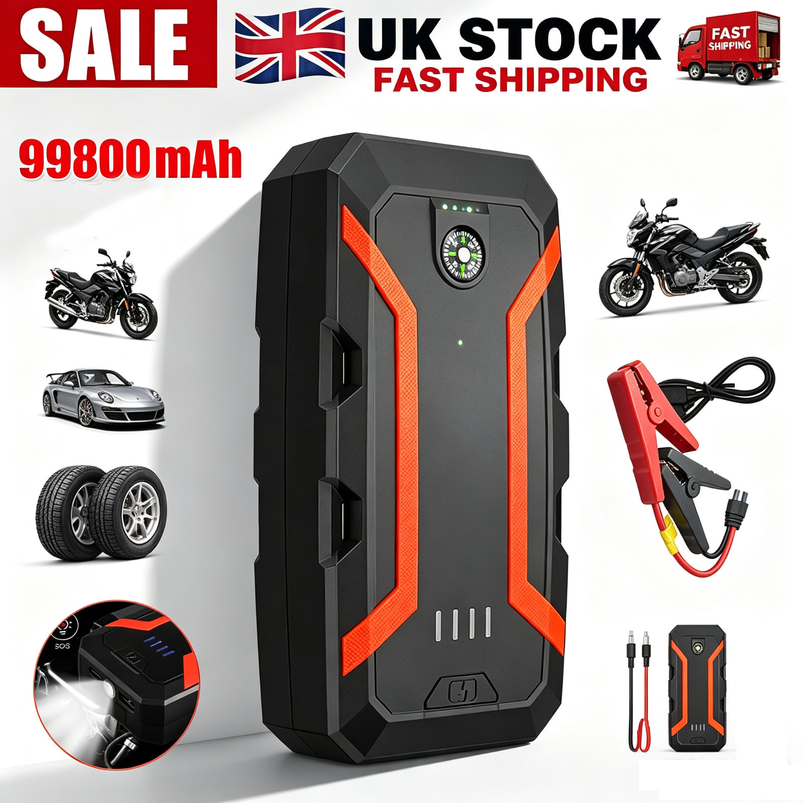 Main product image of 9000A Car Jump Starter 12V with Power Bank and USB Fast Charger