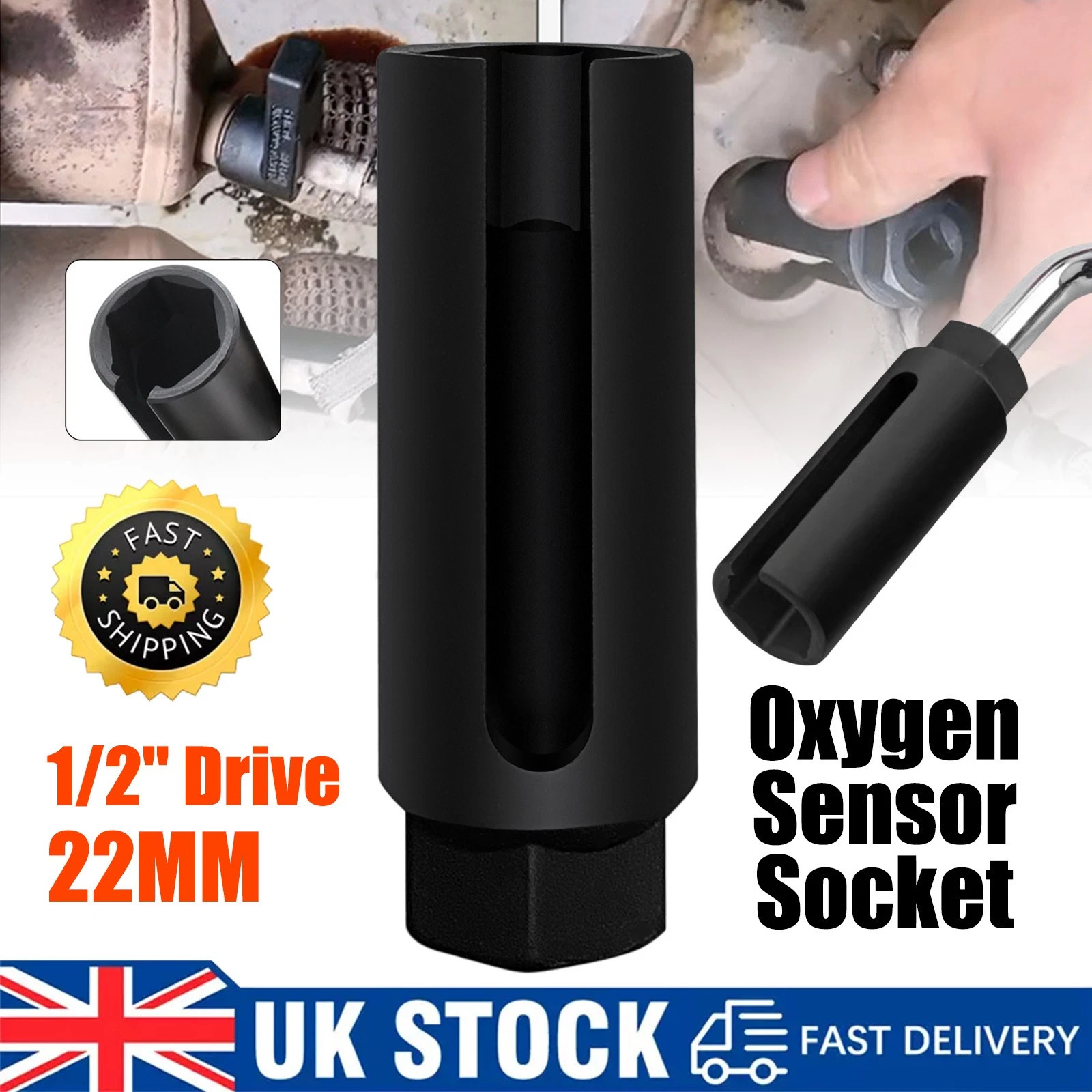 Main product image of 22mm Open Oxygen Sensor Socket Wrench, 1/2 inch Drive