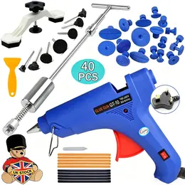 Product image of 40-piece Paintless Dent Removal Kit, Slide Hammer, Glue Gun