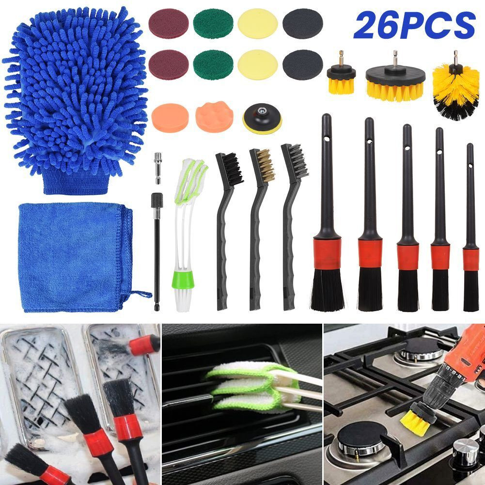 Main product image of 26-Piece Car Cleaning Kit, Auto Interior Exterior Detailing Brush Set with Gloves and Towel