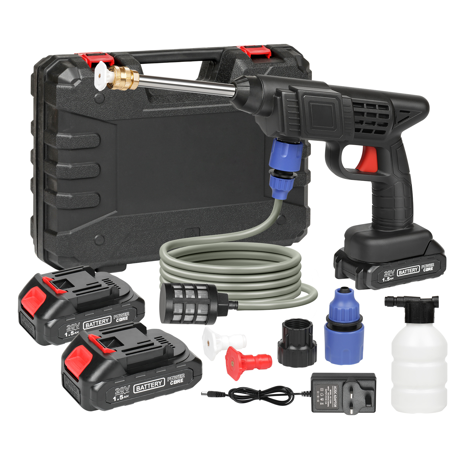 Main product image of Cordless Portable Pressure Washer, Variable Pressure, 2x 1.5Ah Batteries, 5m Hose