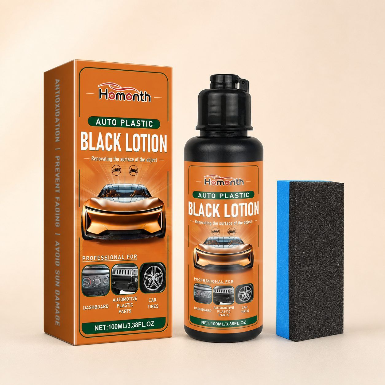 Main product image of HOMONTH Automotive Interior Plastic Care Kit, 100 ml, 1 Sponge