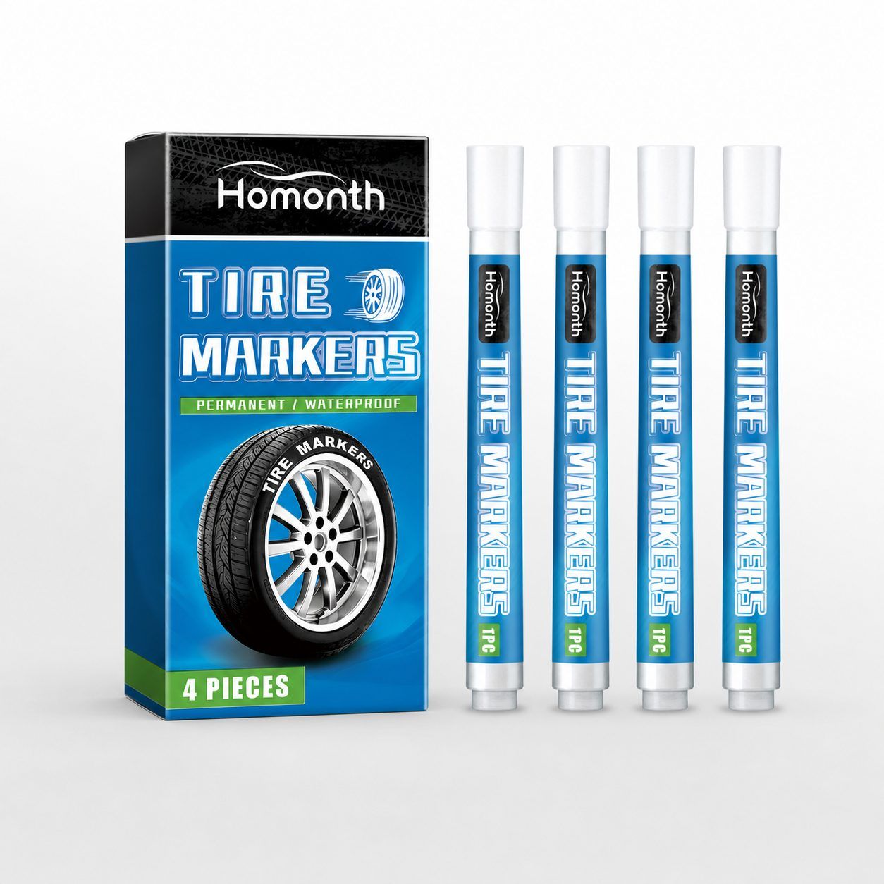 Main product image of HOMONTH White Automotive Tire Paint Marker, 4 Pieces