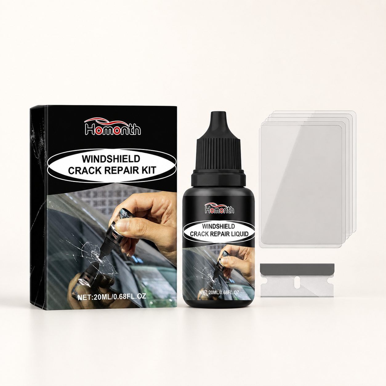 Main product image of HOMONTH Automotive Windshield Glass Repair Liquid, 20 ml / 1 Bottle
