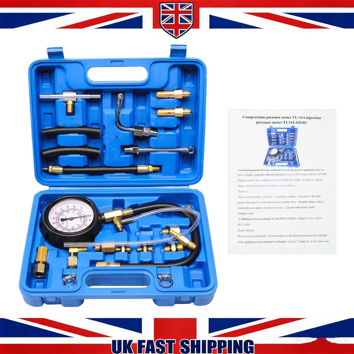 Main product image of Universal Fuel Pressure Tester Kit, 0-140 PSI, for Fuel Injection Pumps