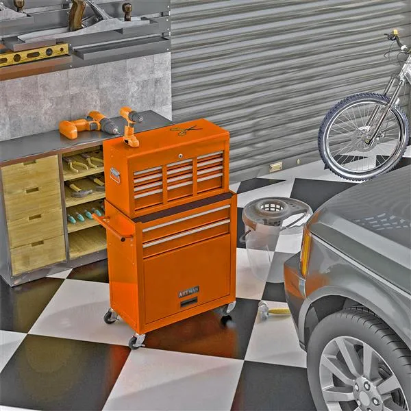 Main product image of High Capacity Rolling Tool Chest with Wheels and Drawers, 8-Drawer Tool Storage Cabinet--ORANGE