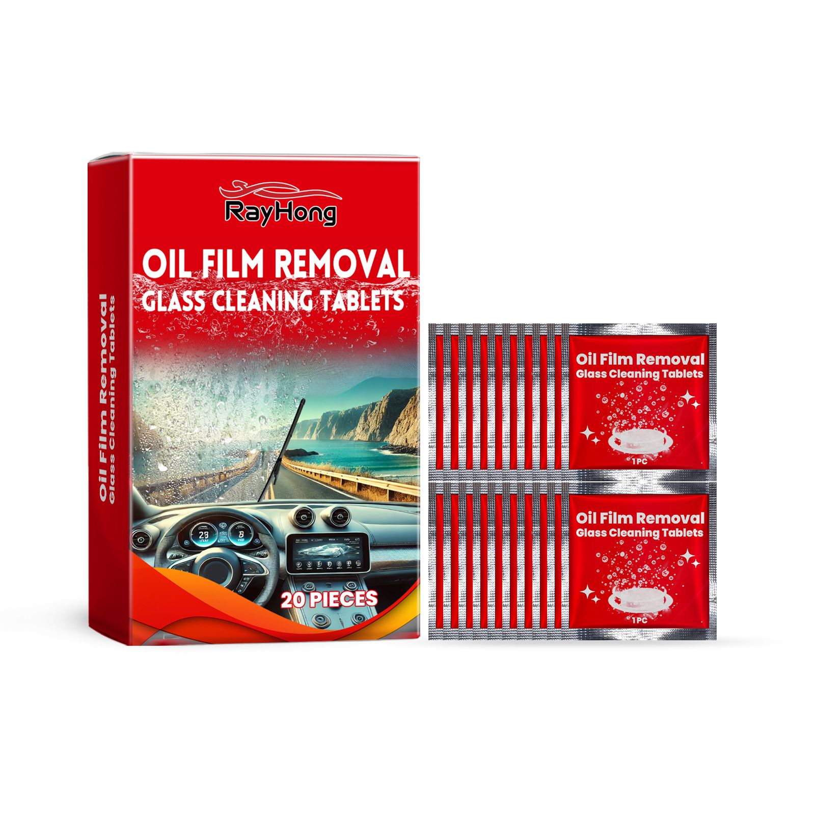 Main product image of RAYHONG Automotive Glass Film Cleaning Tablets, 20 Pieces