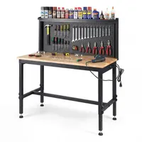 Product image of 48" Heavy-Duty Workbench, 2000 Lb Capacity, 7-Level Adjustable, Power Strip