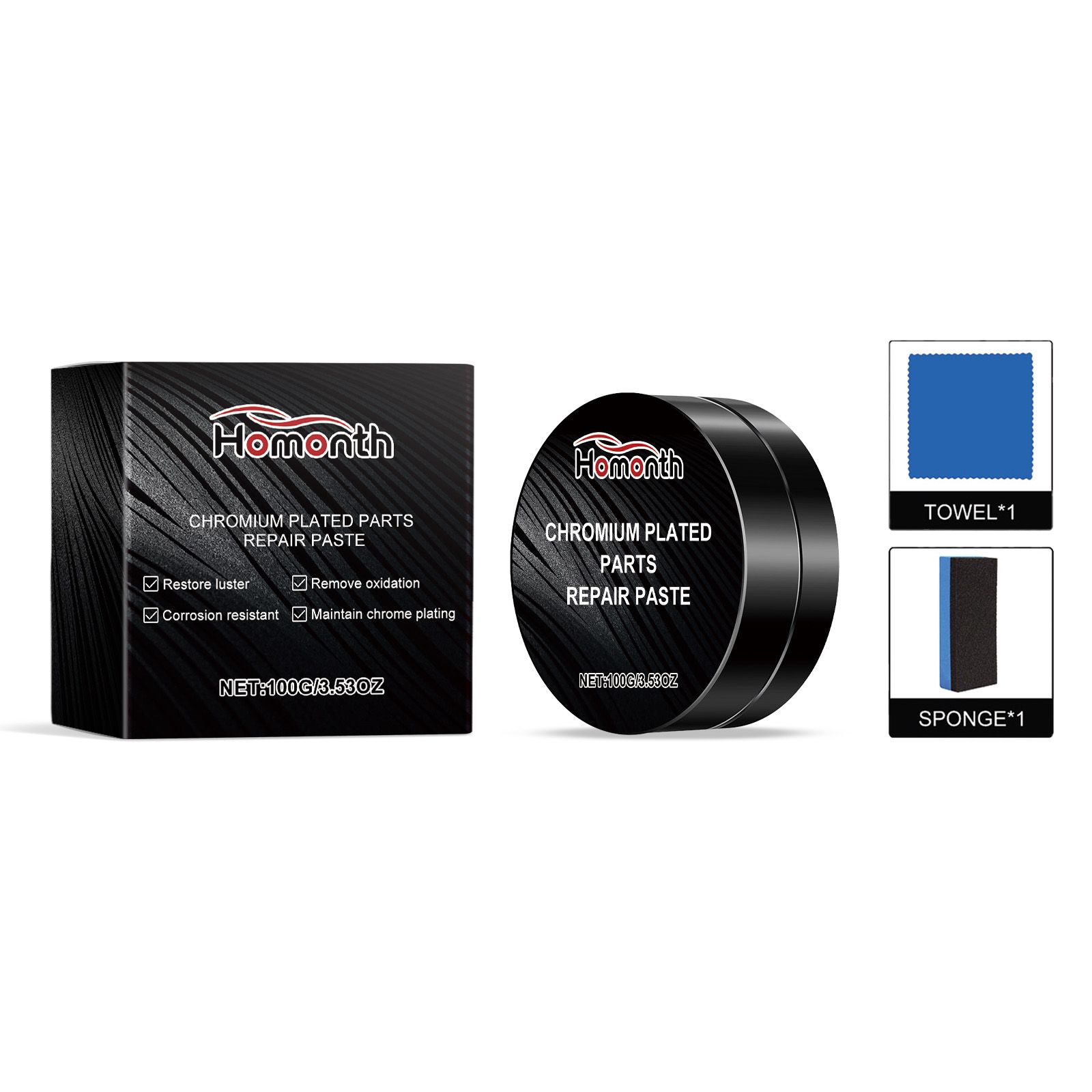 Main product image of HOMONTH Chrome Trim Care Paste Kit, 100 g