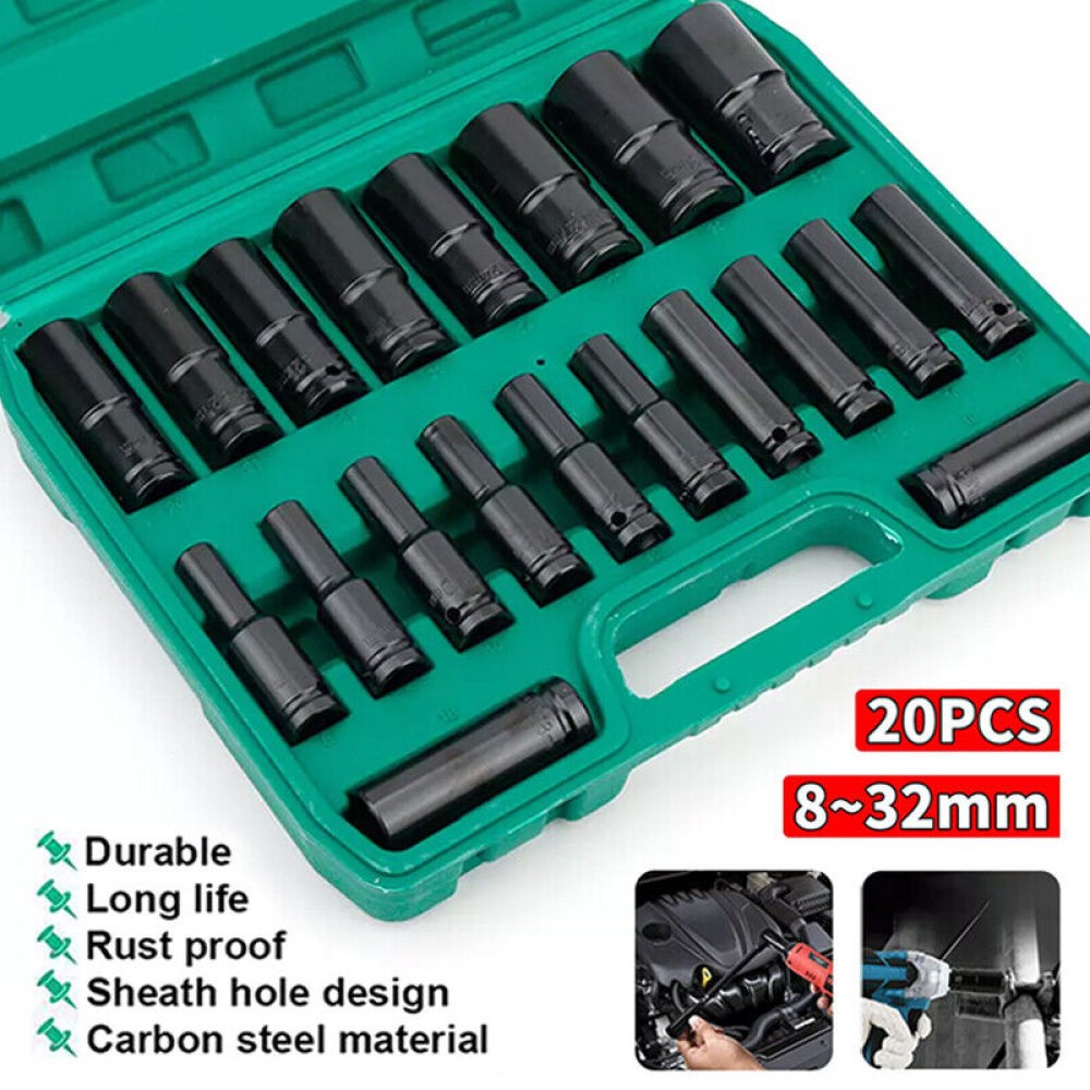 Main product image of 20-piece Metric Deep Impact Socket Set, 8-32mm Sizes