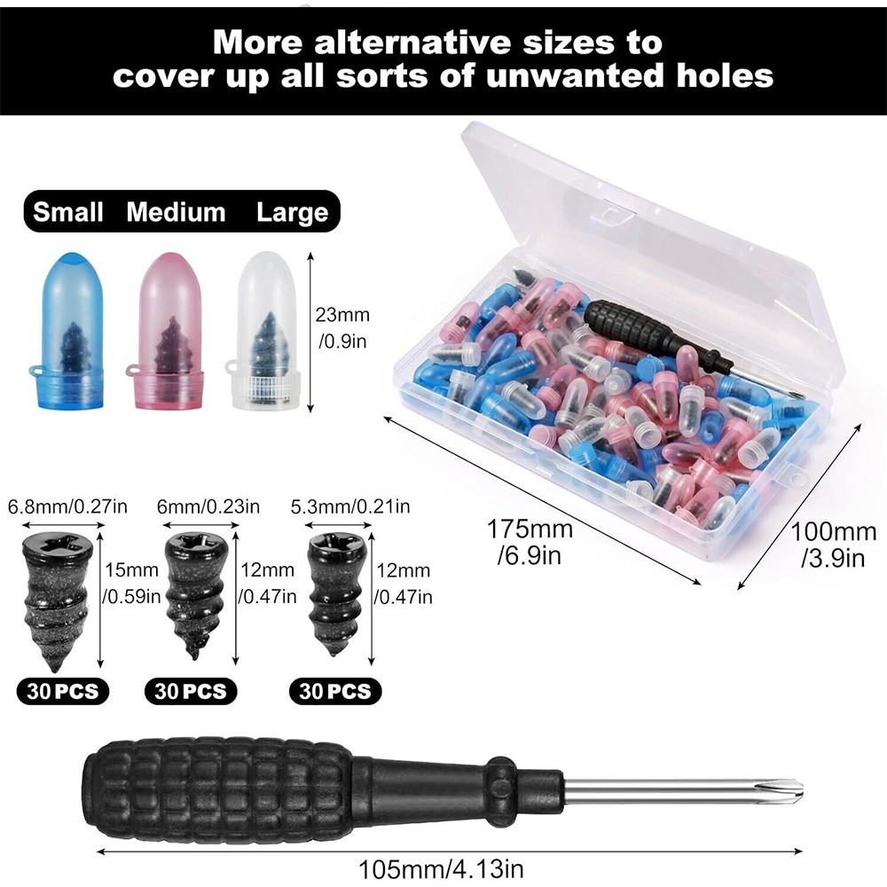 Main product image of 91-Piece Tire Puncture Repair Kit with Rubber Nails and Screwdriver