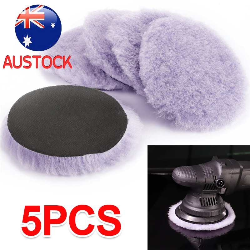 Main product image of 5-Piece 5-Inch High-Density Lambs Wool Polishing Pads for DA RO Polishers