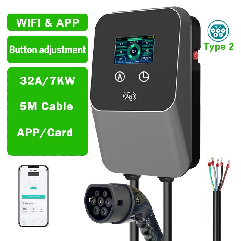 Main product image of Type 2 EV Charging Station, 32A 7kW, 5m Cable