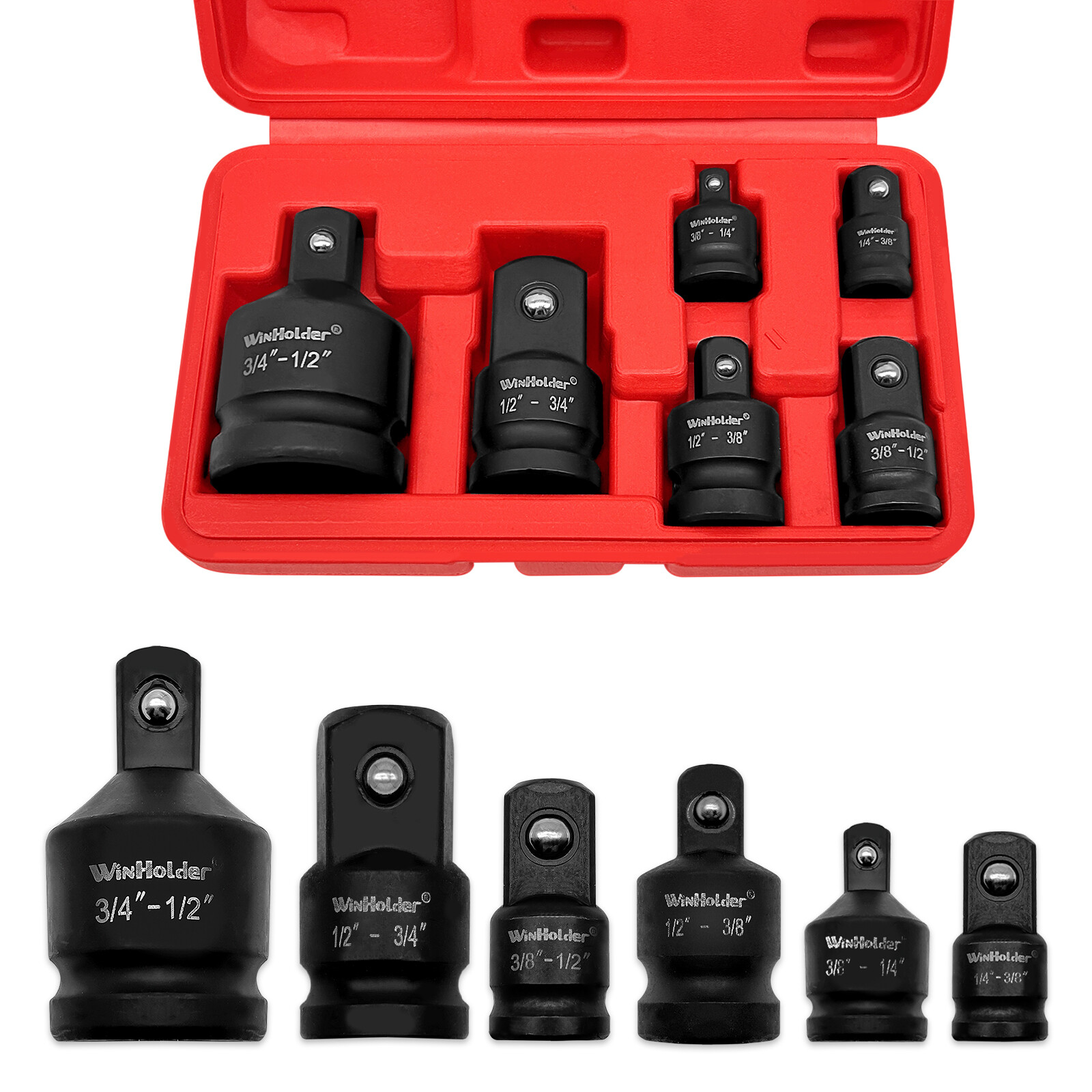 Main product image of 6-Piece Impact Socket Adapter and Reducer Set, 1/4, 3/8, 3/4 Inch Drives