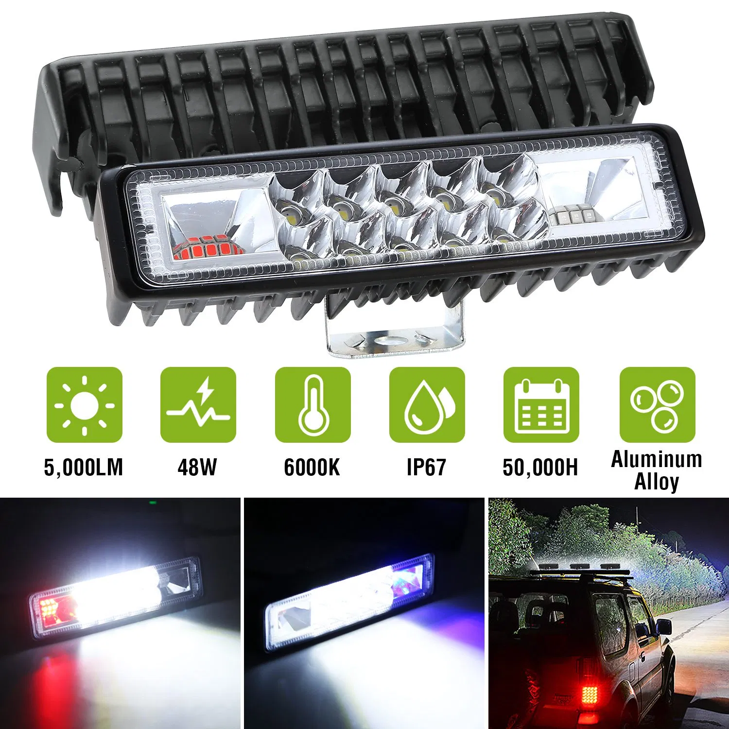 Main product image of 6" LED Light Bar 48W 5000lm Offroad Driving Spot Lights Work Light Pods