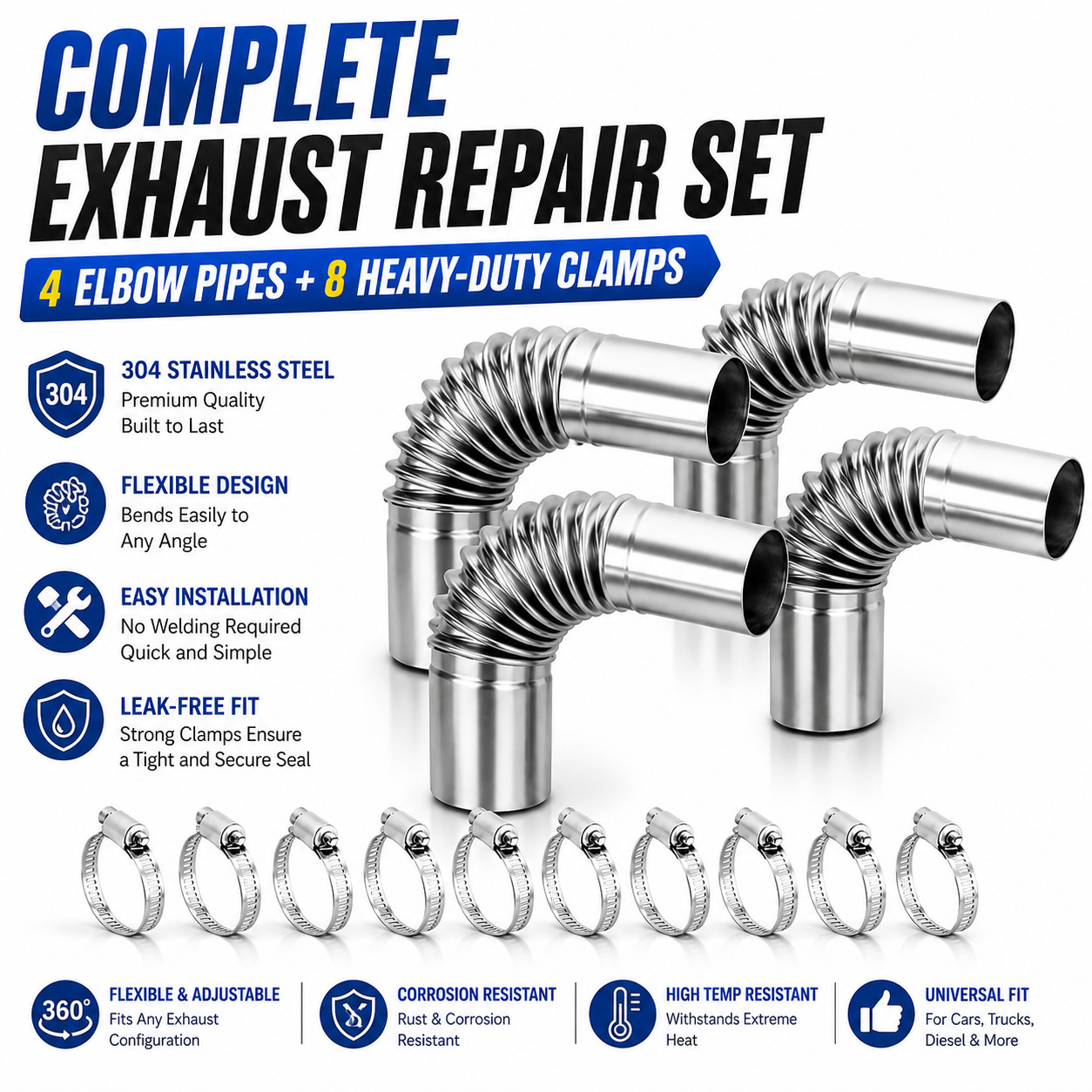Main product image of 24mm -Diesel Heater Exhaust Pipe Tube Elbow Connector Webasto Eberspacher 4PCS