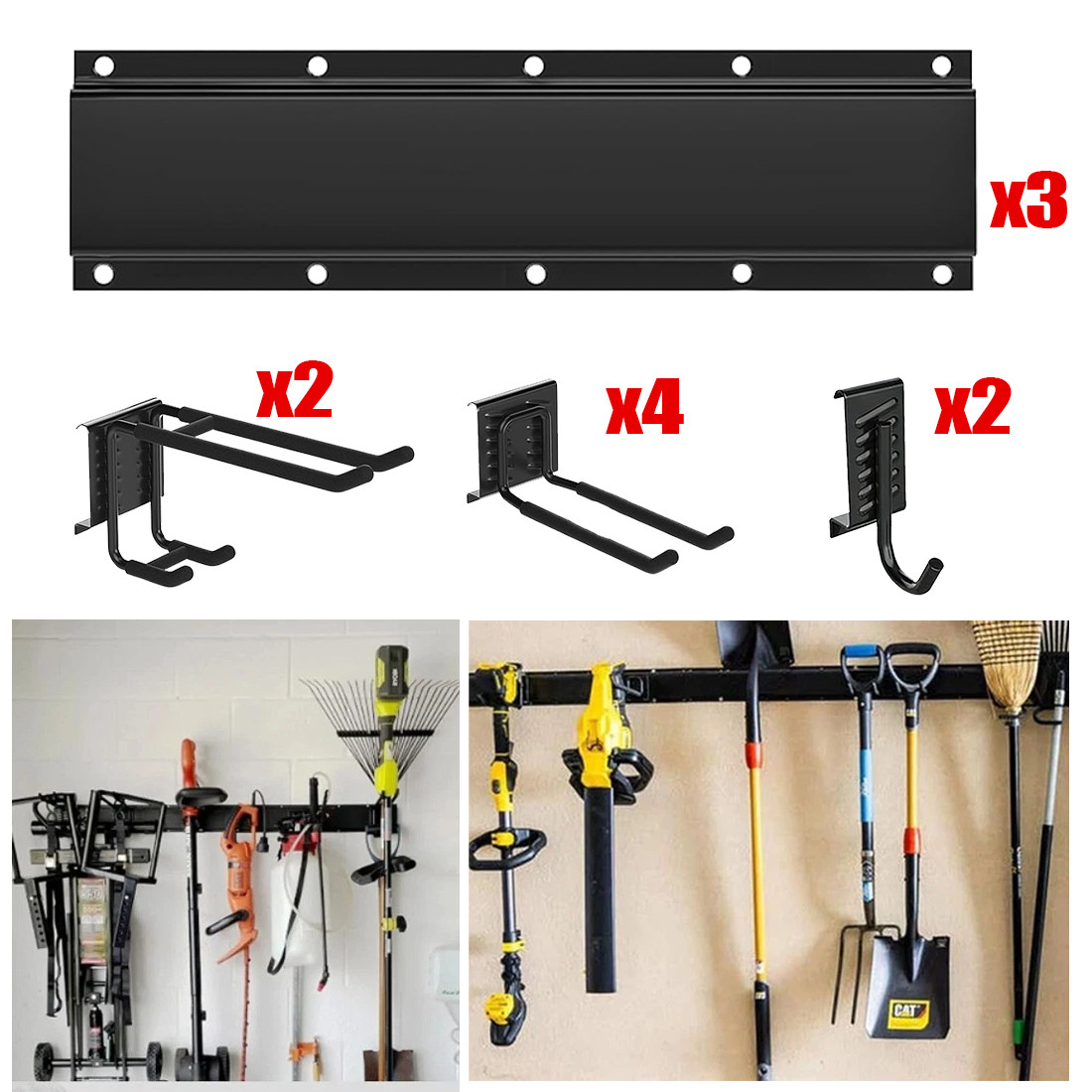 Main product image of NEW 3x Garage Garden Tool Holder Storage Rack Shed Wall Mounted Organiser Long Hooks