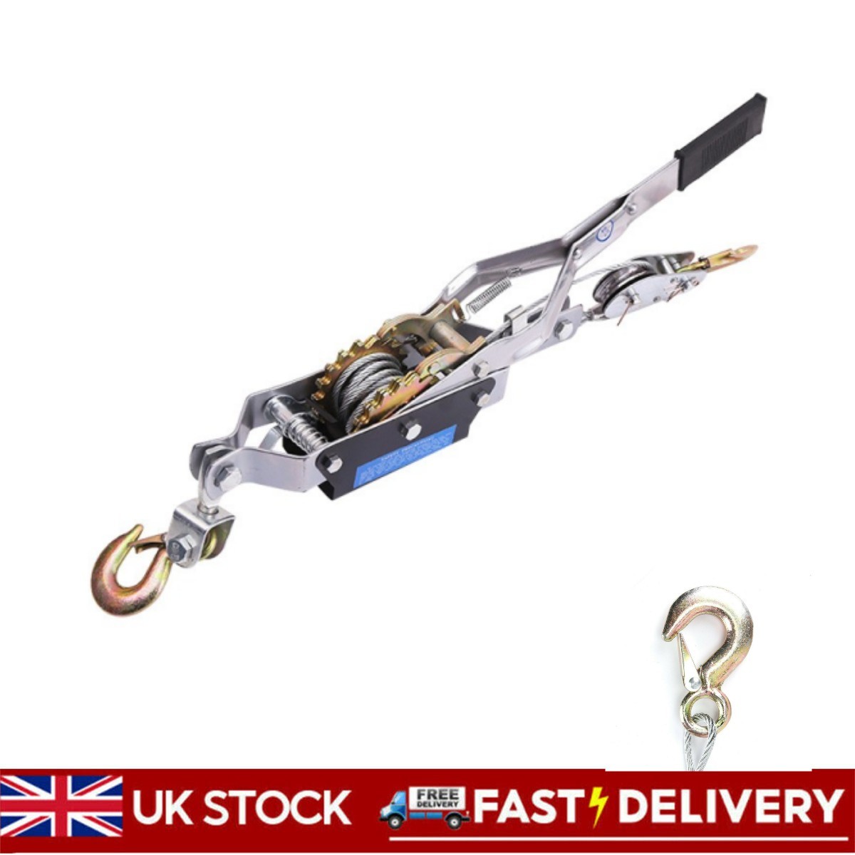 Main product image of 4 Ton Dual Gear Power Puller Heavy Duty 2 Hook Cable Puller Hand Winch