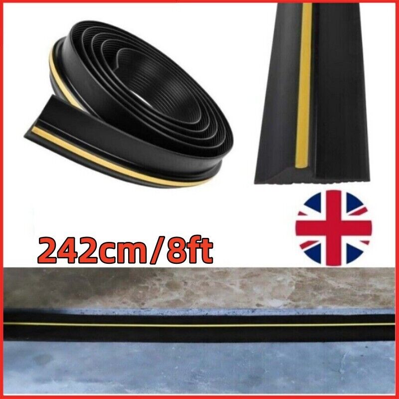 Main product image of 8ft Universal Seal Garage Door Floor Threshold Black Rubber Safety Strip
