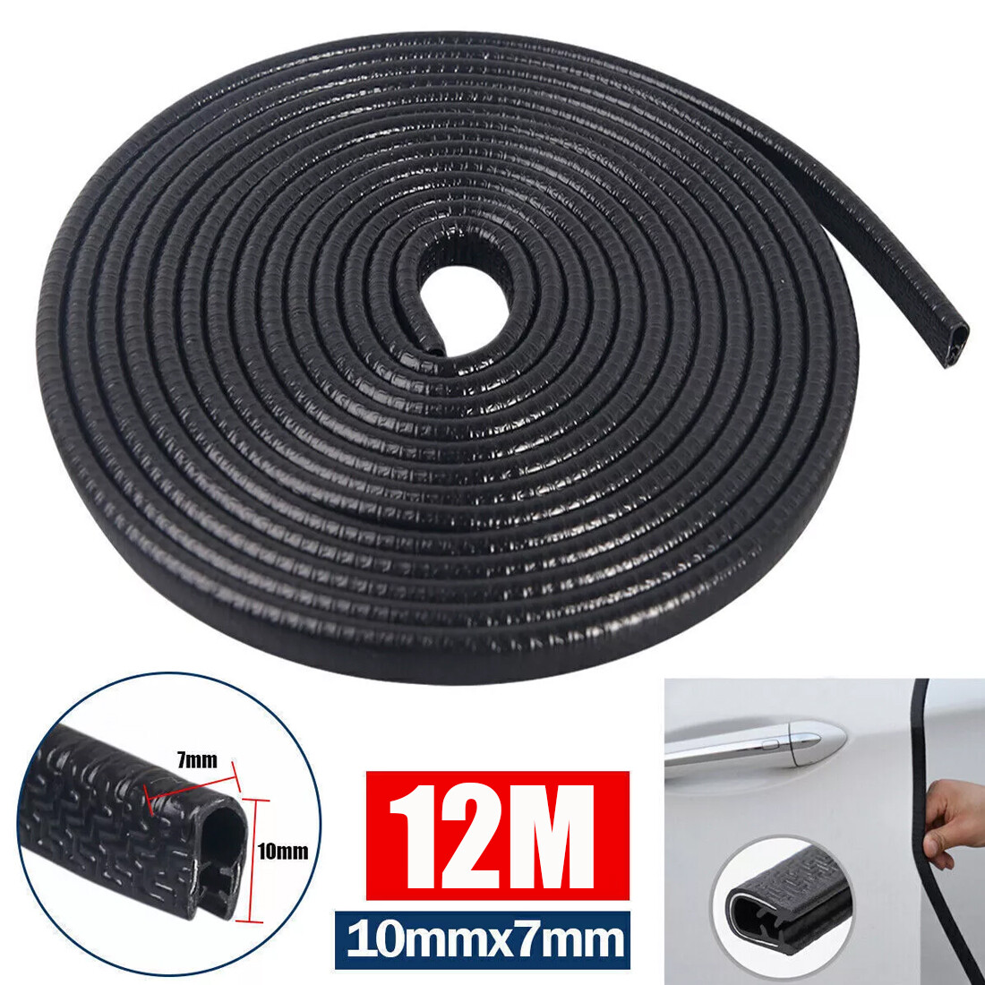 Main product image of 12M Black U-Shape Rubber Car Door Edge Trim