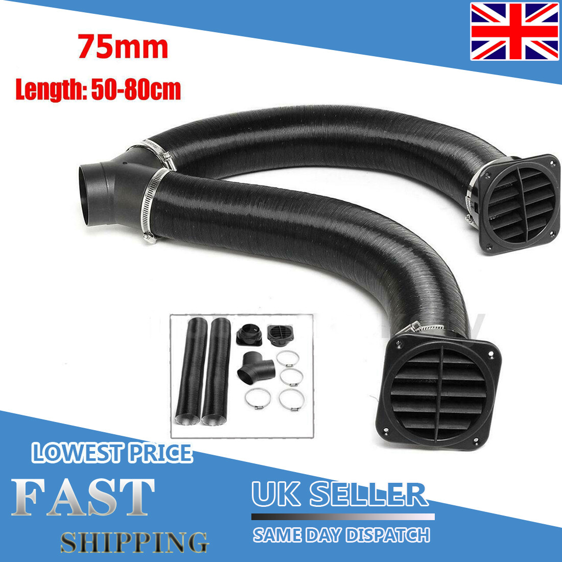Main product image of 75mm Ducting Y-Piece with Hose Clip Kit for Diesel Heaters